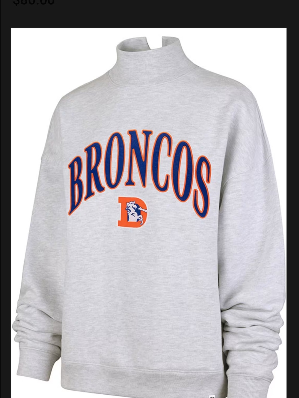 Broncos Logo High-Neck Women’s Sweatshirt - Light Gray